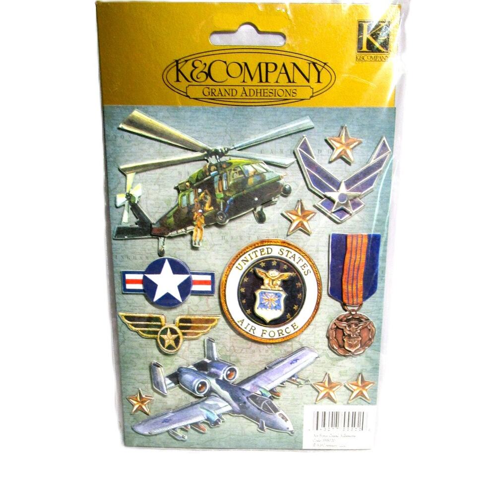 K & Company Air Force Grand Adhesions 12 Stickers 3D Military Craft Accents